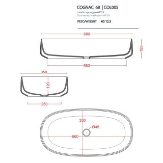 Раковина ArtCeram Cognac COL005 40 00 tortora 68 см